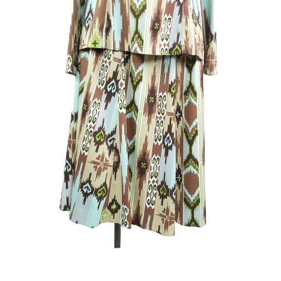 Vintage Ensemble women sz 18 mint brown green Dress Blouse and Pullover skirt - Picture 10 of 11